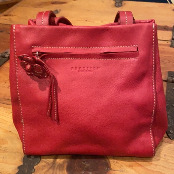 Kenneth Cole Reaction Red Leather Tote Bag - Picture 5 of 6